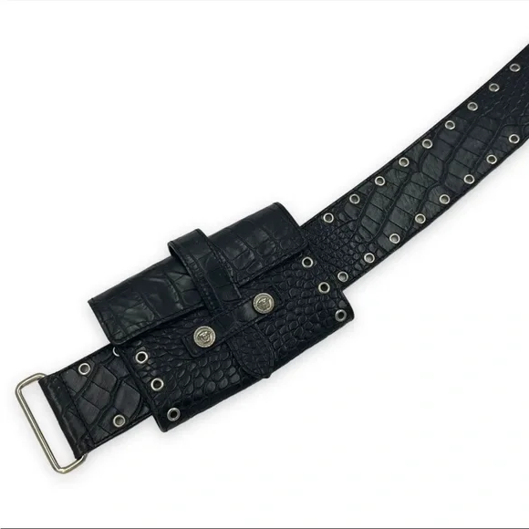 Very Rare Versace Crocodile Riveted Medusa Head Belt Bag